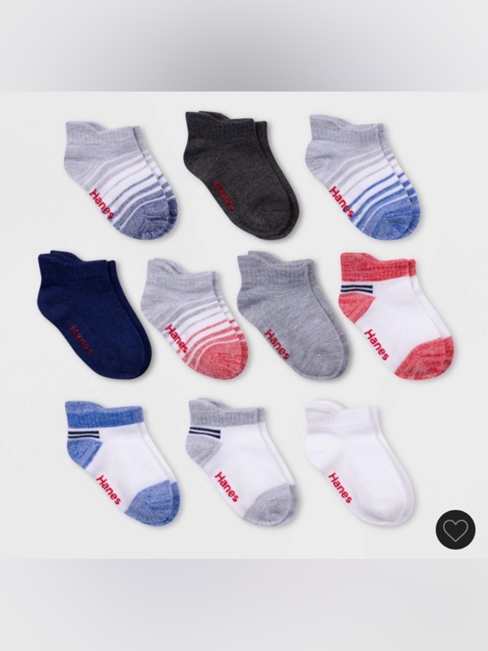 Hanes Infant Boys Low-Cut Sock Pack -‎ 10 pk with grippers